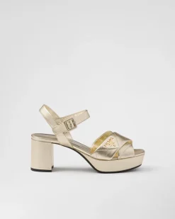 Mujer Prada SANDALIAS^Sandalias De Plataforma De Napa Acolchada