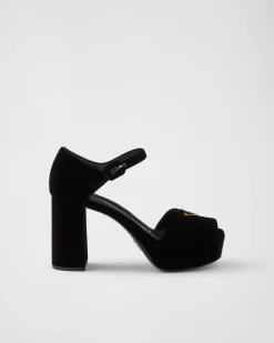 Mujer Prada SANDALIAS^Sandalias De Plataforma De Terciopelo