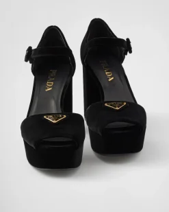 Mujer Prada SANDALIAS^Sandalias De Plataforma De Terciopelo