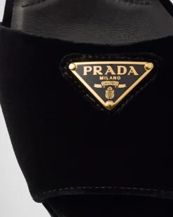 Mujer Prada SANDALIAS^Sandalias De Plataforma De Terciopelo