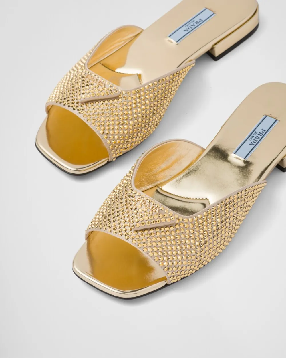 Mujer Prada PANTUFLAS Y CHINELAS^Sandalias De Satén Con Cristales