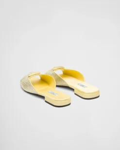 Mujer Prada PANTUFLAS Y CHINELAS^Sandalias De Satén Con Cristales