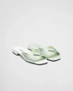 Mujer Prada PANTUFLAS Y CHINELAS^Sandalias De Satén Con Cristales