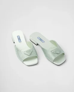 Mujer Prada PANTUFLAS Y CHINELAS^Sandalias De Satén Con Cristales