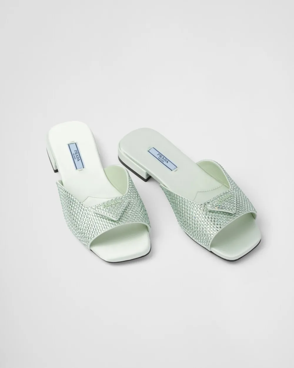 Mujer Prada PANTUFLAS Y CHINELAS^Sandalias De Satén Con Cristales
