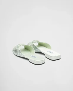 Mujer Prada PANTUFLAS Y CHINELAS^Sandalias De Satén Con Cristales