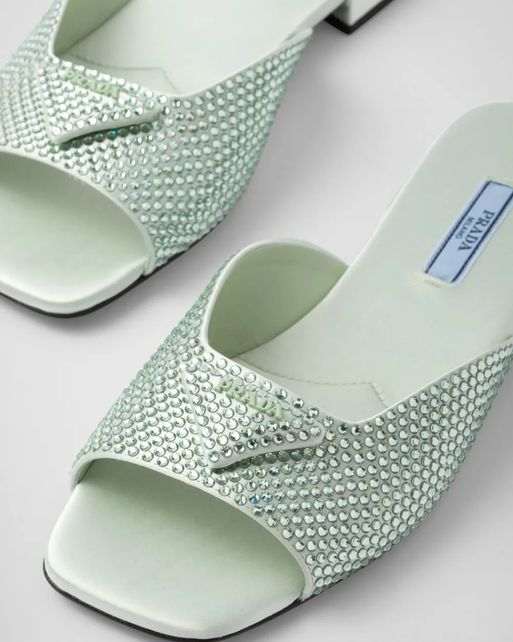 Mujer Prada PANTUFLAS Y CHINELAS^Sandalias De Satén Con Cristales