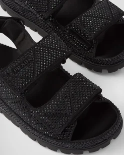 Mujer Prada SANDALIAS^Sandalias De Satén Con Cristales