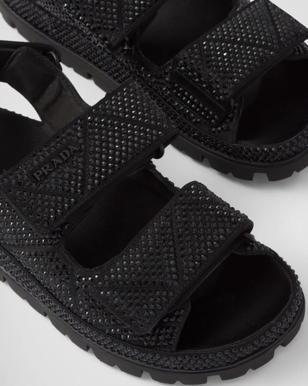 Mujer Prada SANDALIAS^Sandalias De Satén Con Cristales