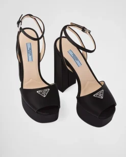 Mujer Prada SANDALIAS^Sandalias De Satén De Tacón Alto