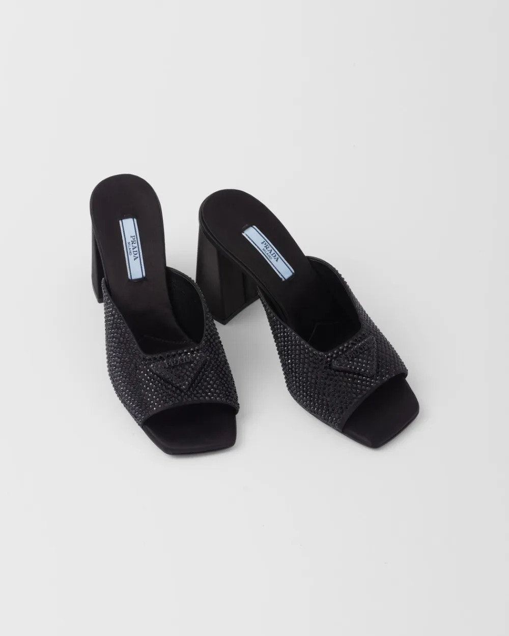 Mujer Prada PANTUFLAS Y CHINELAS^Sandalias De Tacón De Satén Con Cristales