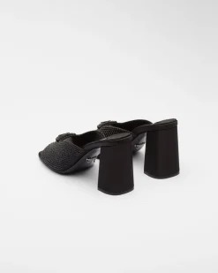 Mujer Prada PANTUFLAS Y CHINELAS^Sandalias De Tacón De Satén Con Cristales