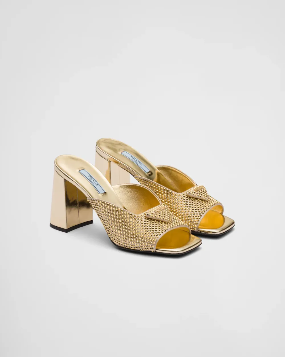 Mujer Prada PANTUFLAS Y CHINELAS^Sandalias De Tacón De Satén Con Cristales