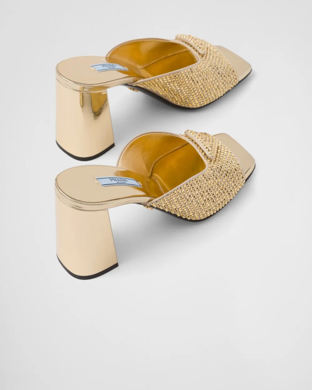 Mujer Prada PANTUFLAS Y CHINELAS^Sandalias De Tacón De Satén Con Cristales