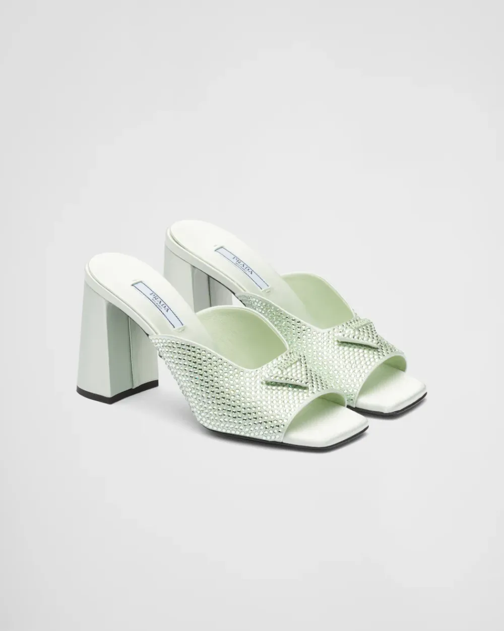 Mujer Prada PANTUFLAS Y CHINELAS^Sandalias De Tacón De Satén Con Cristales