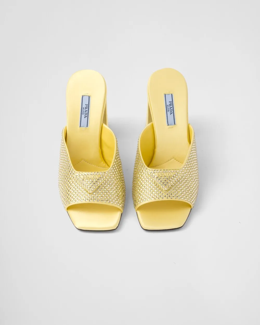 Mujer Prada PANTUFLAS Y CHINELAS^Sandalias De Tacón De Satén Con Cristales