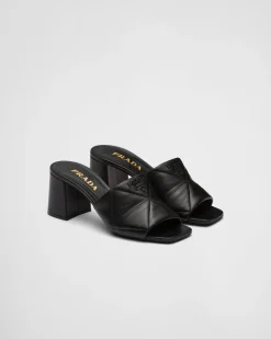 Mujer Prada PANTUFLAS Y CHINELAS^Sandalias En Napa Acolchada Con Tacón