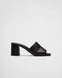 Mujer Prada PANTUFLAS Y CHINELAS^Sandalias En Napa Acolchada Con Tacón