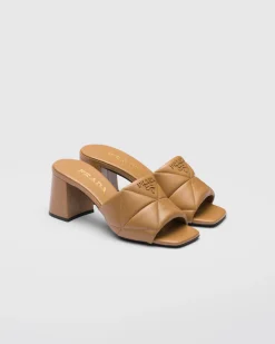Mujer Prada PANTUFLAS Y CHINELAS^Sandalias En Napa Acolchada Con Tacón