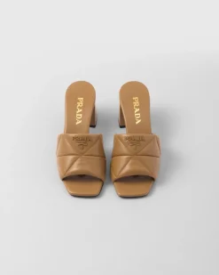 Mujer Prada PANTUFLAS Y CHINELAS^Sandalias En Napa Acolchada Con Tacón