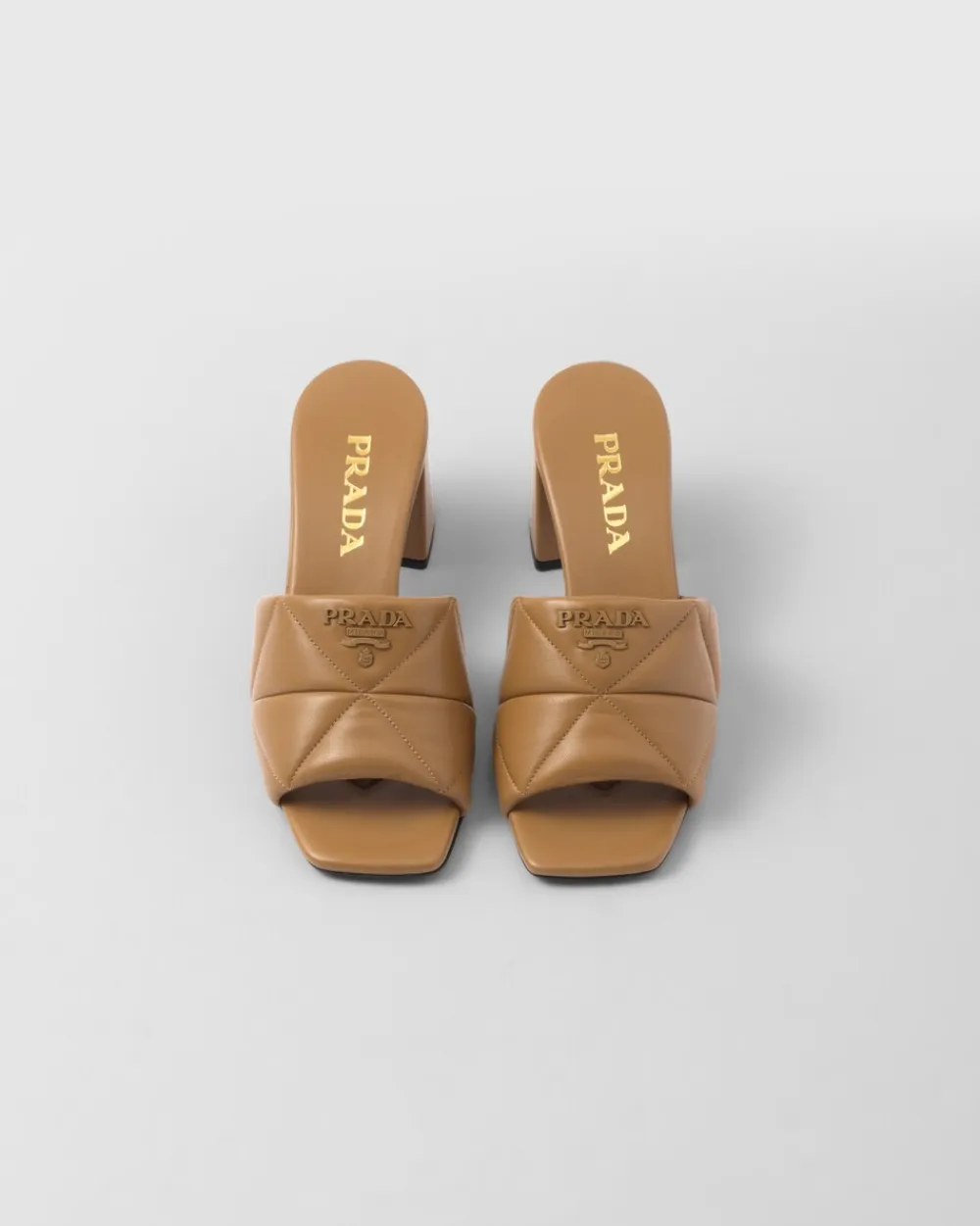 Mujer Prada PANTUFLAS Y CHINELAS^Sandalias En Napa Acolchada Con Tacón