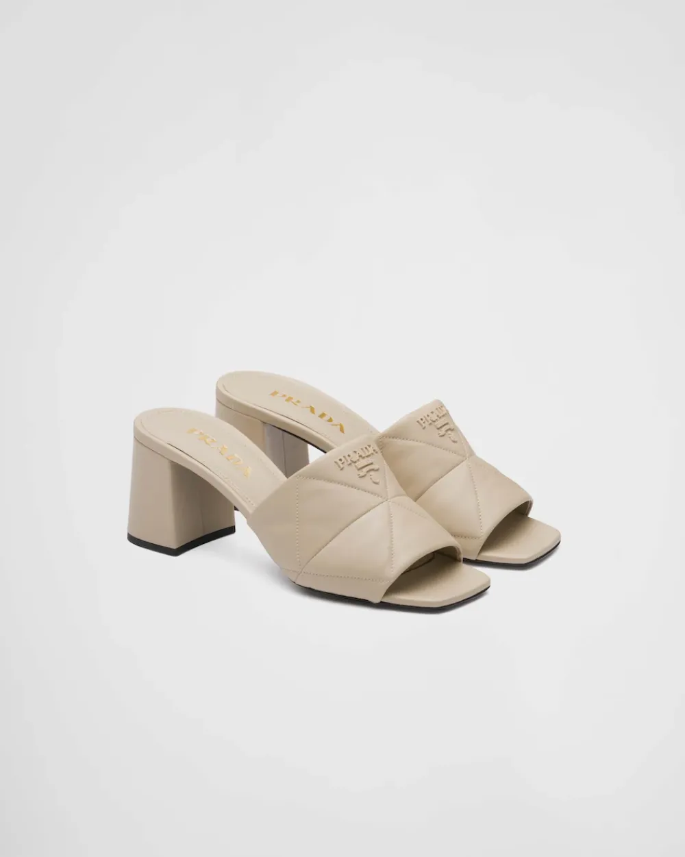 Mujer Prada PANTUFLAS Y CHINELAS^Sandalias En Napa Acolchada Con Tacón