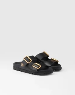 Mujer Prada PANTUFLAS Y CHINELAS^Sandalias Planas Con Tira De Piel