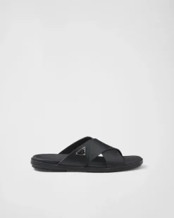 Hombre Prada SANDALIAS^Sandalias Planas Cruzadas De Piel