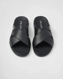 Hombre Prada SANDALIAS^Sandalias Planas Cruzadas De Piel