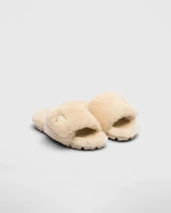Mujer Prada PANTUFLAS Y CHINELAS^Sandalias Planas De Borreguillo