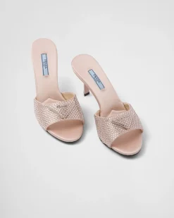 Mujer Prada PANTUFLAS Y CHINELAS^Sandalias Planas De Satén Con Cristales
