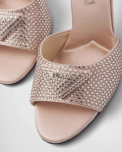 Mujer Prada PANTUFLAS Y CHINELAS^Sandalias Planas De Satén Con Cristales