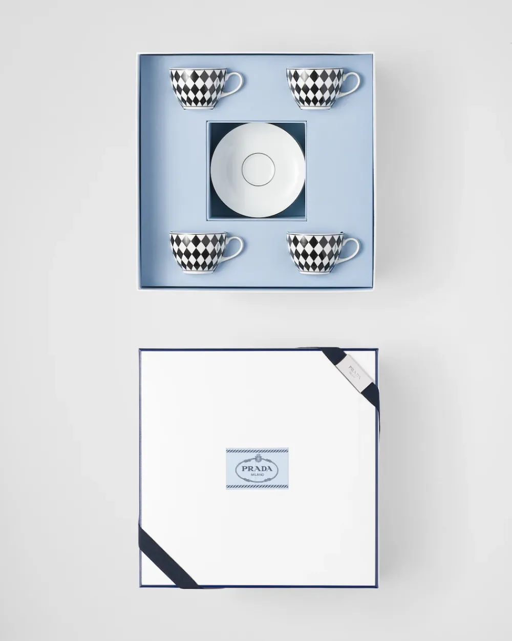 Prada TÉ Y CAFÉ^Set De Cuatro Tazas De Café De Porcelana - Checkerboard