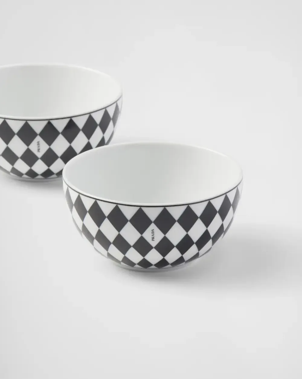Prada PLATOS Y BOLES^Set De Dos Cuencos De Arroz O Cereales De Porcelana - Checkerboard