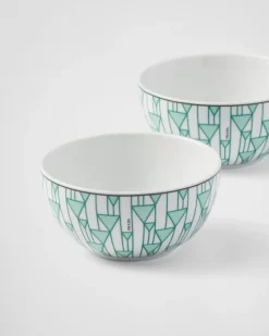 Prada PLATOS Y BOLES^Set De Dos Cuencos De Arroz O Cereales De Porcelana - Vienna Green