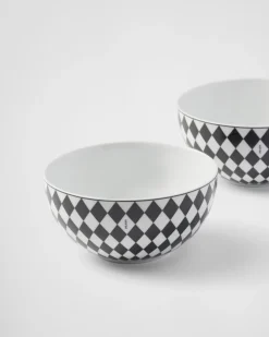 Prada PLATOS Y BOLES^Set De Dos Cuencos De Sopa De Porcelana - Checkerboard