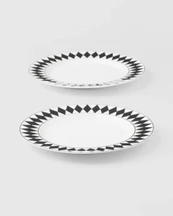 Prada PLATOS Y BOLES^Set De Dos Platos De Postre De Porcelana - Checkerboard