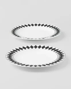 Prada PLATOS Y BOLES^Set De Dos Platos Llanos De Porcelana - Checkerboard