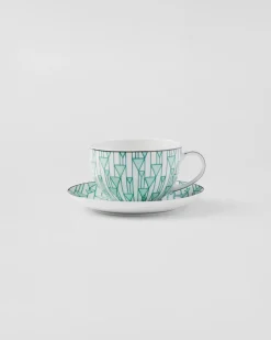 Prada TÉ Y CAFÉ^Set De Dos Tazas De Capuchino De Porcelana - Vienna Green