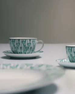 Prada TÉ Y CAFÉ^Set De Dos Tazas De Capuchino De Porcelana - Vienna Green