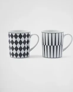 Prada TÉ Y CAFÉ^Set De Dos Tazas De Porcelana - Checkerboard Y Stripes