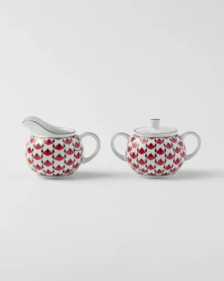 Prada TÉ Y CAFÉ^Set De Jarrita Y Azucarero De Porcelana - Vienna Red