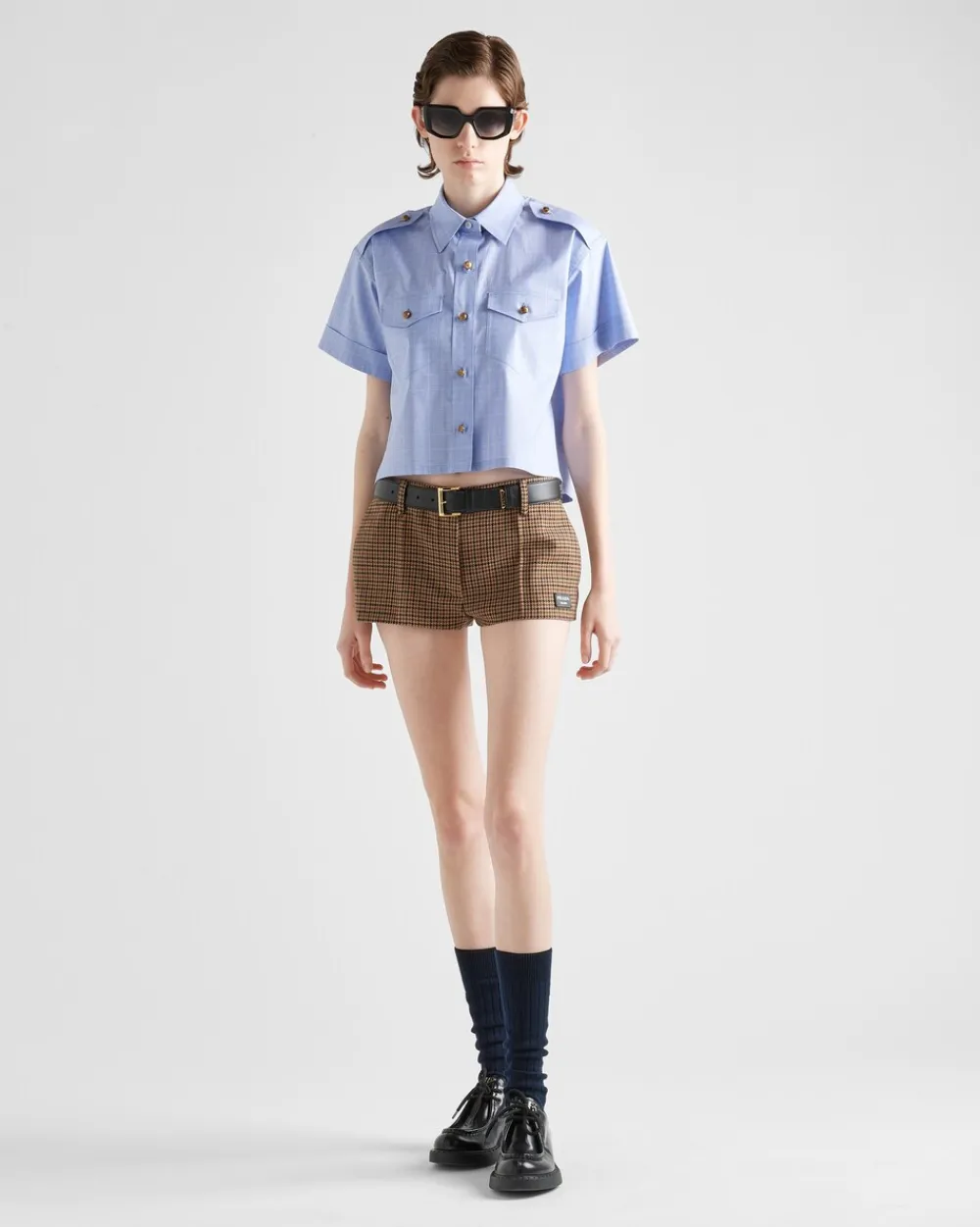 Mujer Prada CAMISAS Y TOPS^Short-sleeved Prince Of Wales Shirt