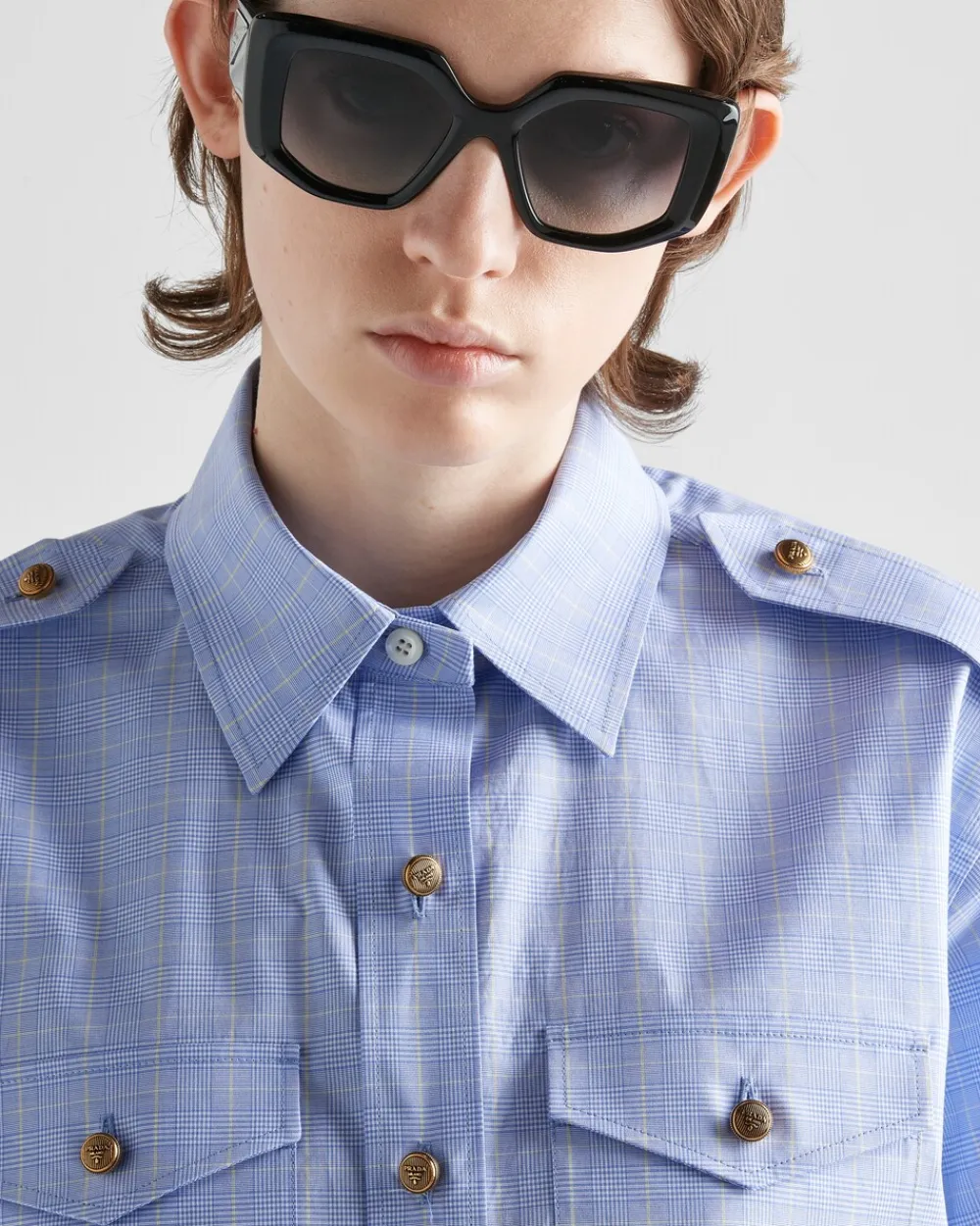 Mujer Prada CAMISAS Y TOPS^Short-sleeved Prince Of Wales Shirt