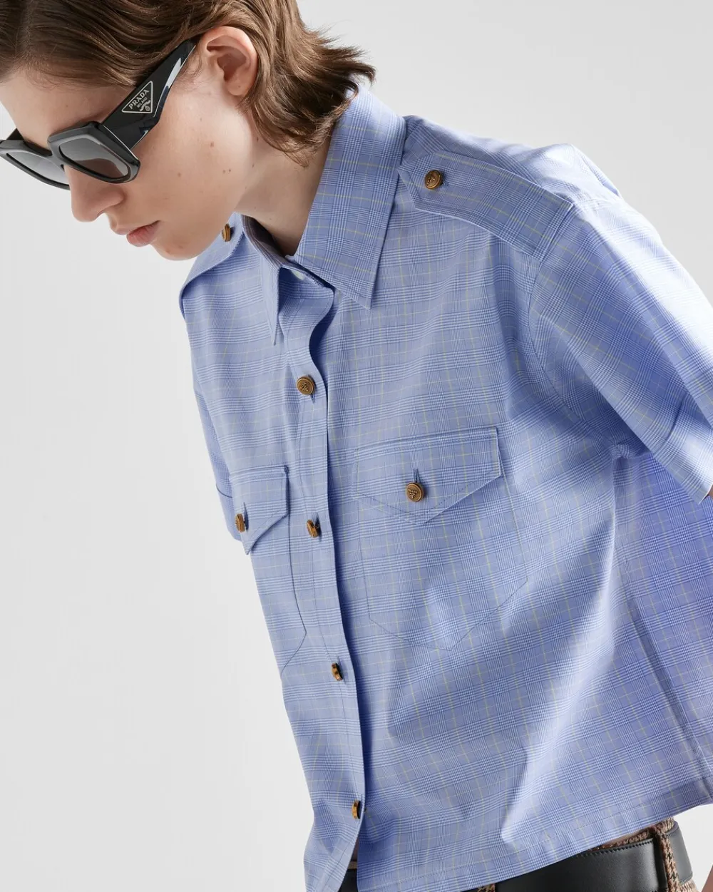 Mujer Prada CAMISAS Y TOPS^Short-sleeved Prince Of Wales Shirt