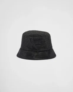 Mujer Prada SOMBREROS Y GUANTES^Sombrero Tipo Pescador De Satén Con Cristales