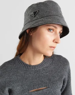 Mujer Prada SOMBREROS Y GUANTES^Sombrero Tipo Pescador De Satén Con Cristales