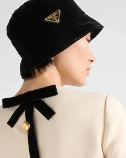 Mujer Prada SOMBREROS Y GUANTES^Sombrero Tipo Pescador De Terciopelo