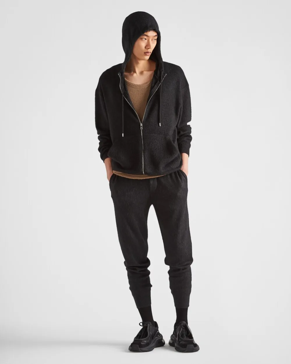 Hombre Prada TEJIDOS DE PUNTO^Sudadera Con Capucha De Punto De Cachemir