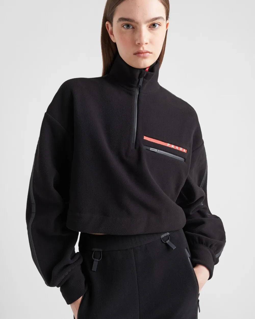 Mujer Prada ROPA^Sudadera Corta Forro Polar Técnico Reciclado